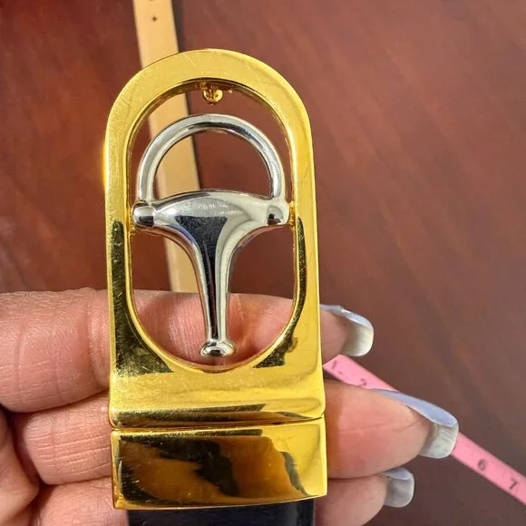 Gucci two-tone leather belt - Picture 2 of 7